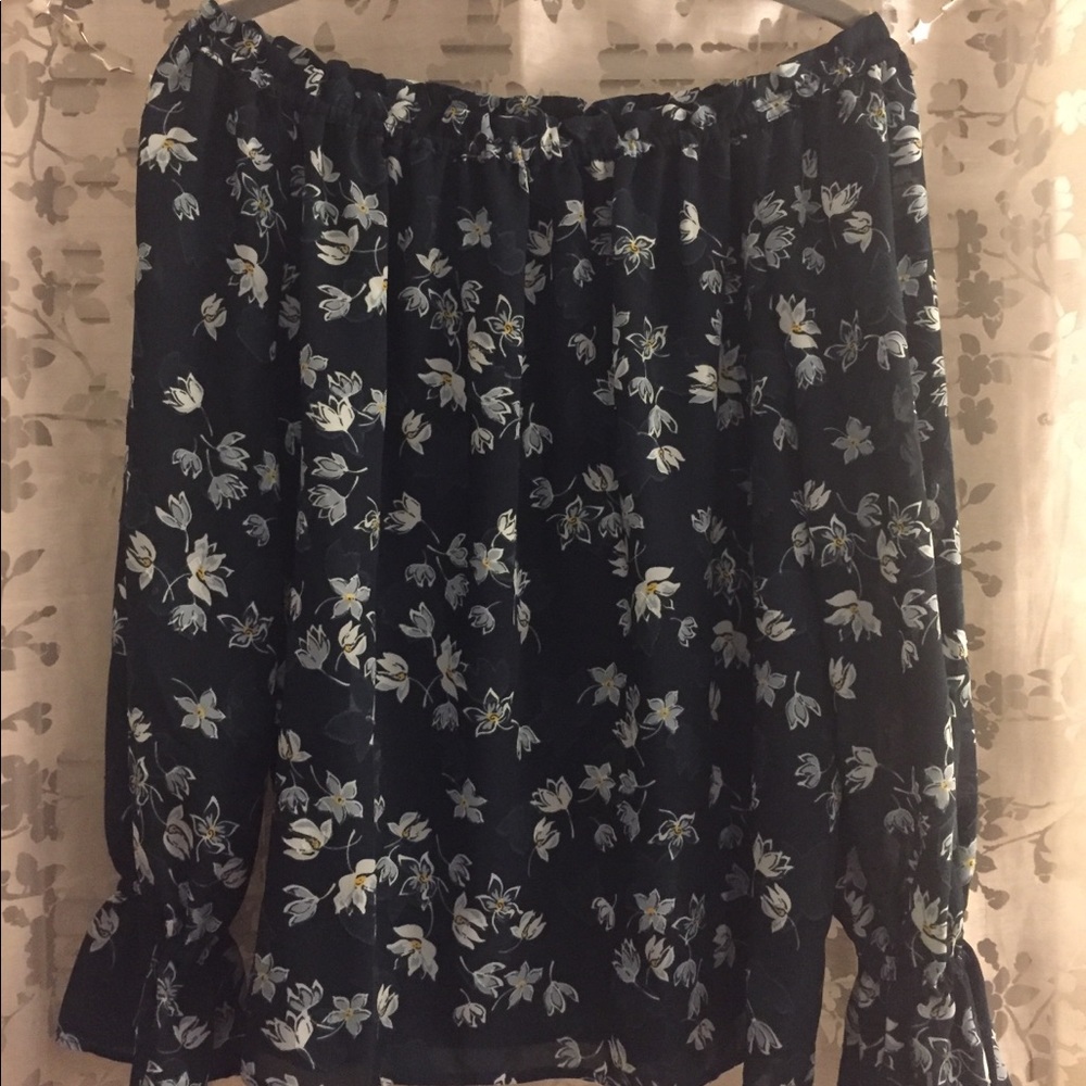 LOFT off the shoulder floral blouse